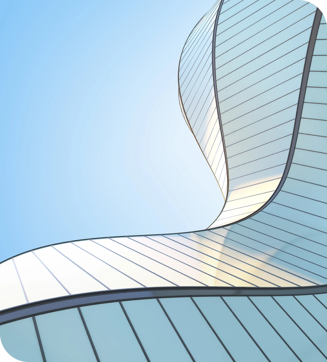 Sleek, wavy skyscraper design under clear sky