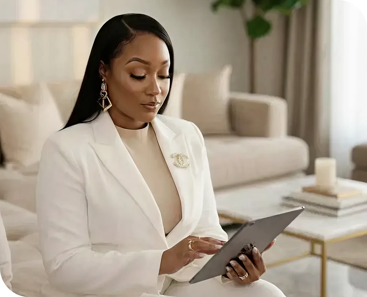 Professional woman working on a tablet